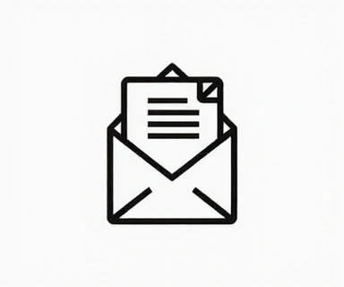 Icona stilizzata di una busta da lettera aperta con una email in uscita