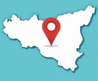 Mappa stilizzata della Sicilia con un segnaposto su Palermo